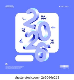A vibrant and modern design showcasing the year 2026 in a dynamic color combinations