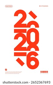 A vibrant and modern design showcasing the year 2026 in a dynamic color combinations