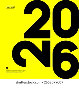 Un diseño vibrante y moderno que muestra el año 2026 en una dinámica combinación de colores