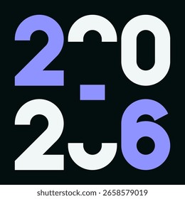 A vibrant and modern design showcasing the year 2026 in a dynamic color combinations