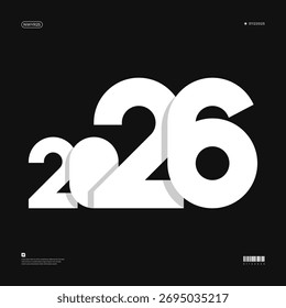 Un diseño vibrante y moderno que muestra el año 2026 en una dinámica combinación de colores