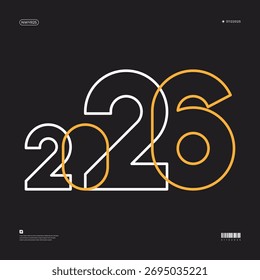 Un diseño vibrante y moderno que muestra el año 2026 en una dinámica combinación de colores