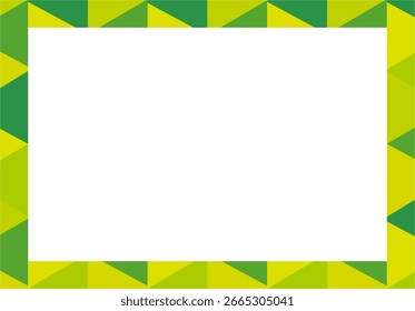 Uma borda de moldura vibrante e moderna com um padrão geométrico de triângulos em tons de verde e amarelo. Perfeito para apresentações, folhetos, convites e designs digitais.