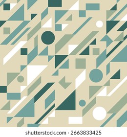 Ein lebendiges und modernes geometrisches Muster. Dieses abstrakte Design mit farbenfrohen Kreisen und Formen eignet sich perfekt für kreative Hintergründe, Textilien und digitale Projekte.