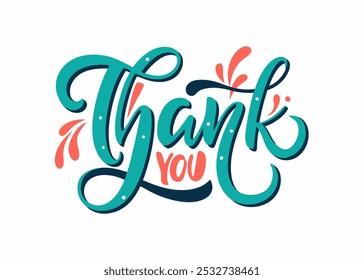 A vibrant and modern hand-lettered thank you message, perfect for adding a personal touch to cards, posters, or social media posts.