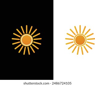 Lebendige und moderne Illustration eines Sonnengradienten mit Strahlen, perfekt für einen Hauch von Sonnenschein in jedem Designprojekt. Diese Vektorillustration zeichnet sich durch kräftige, strahlende Farben und ein schlankes,
