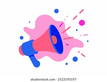 A vibrant and modern illustration of a megaphone, perfect for adding a dynamic touch to your designs. This eye-catching graphic is ideal for marketing materials, social media posts.