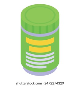 Vibrant and modern isometric green battery icon illustration for web, mobile, app, interface, and digital technology design with ecofriendly and sustainable energy symbol
