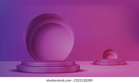 Vibrant and Modern: Purple Violet Gradient Cylinder Podium for Minimal Showroom Scene