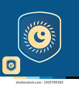 Vibrant and modern sun and moon emblem with flat design, perfect for contemporary branding, décor, and creative projects. A dynamic fusion of color and celestial symbolism.
