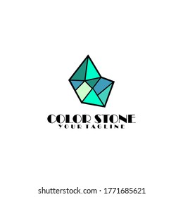 A vibrant and modern vector logo featuring a colorful stone or crystal design, representing beauty, energy, and creativity. This eye-catching emblem is perfect for jewelry stores, gemstone or mineral 