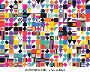 Mosaico vibrante de formas geométricas que crean un diseño Abstractas dinámico