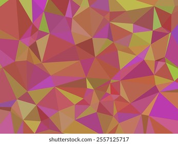 a vibrant mosaic of irregular triangles in a spectrum of colors including red, purple, orange, yellow, and green. This abstract design forms a dynamic pattern with no clear focal point