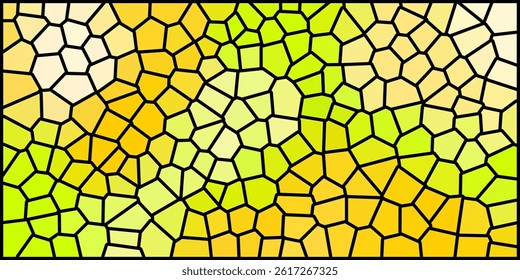  Vibrant mosaic pattern in shades of yellow, green, and orange with black outlines. A dynamic stained-glass effect perfect for bright, energetic backgrounds or artistic designs.