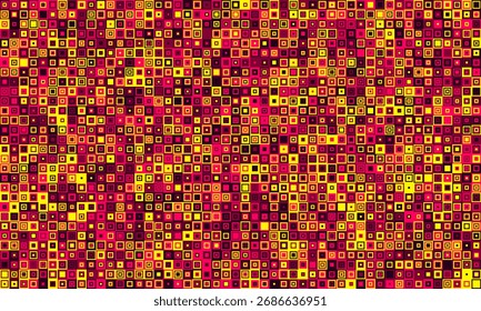 Vibrant mosaic of tiny squares in warm hues.  Perfect for backgrounds, textures, or abstract designs. Evokes energy, data, or connectivity. Ideal for websites, presentations, or print.