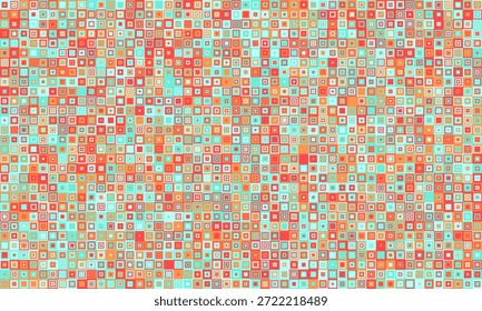 Mosaico vibrante de pequenos quadrados em tons quentes e terrosos.  Perfeito para fundos de site, projetos têxteis, ou projetos de arte moderna.