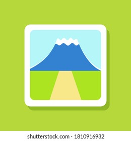 Vibrant Mountain Landscape - Striking vector illustration of a mountain landscape isolated on a vivid green background. Ideal for creating lively and colorful nature-themed designs