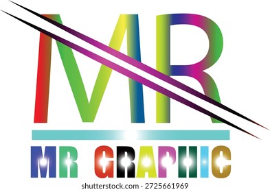 Efeito de texto gráfico vibrante MR com barra diagonal