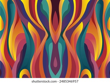 A vibrant multi-bright color curvy pattern vector, perfect for kids' art, abstract designs, wall decor, digital creations, and prints. Add joyful energy to any project