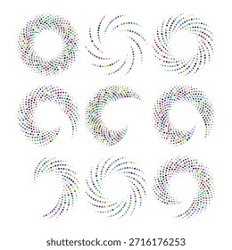 Vibrant multicolor dot art designs for creative projects and backgrounds