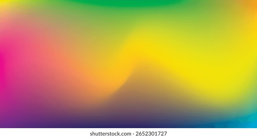 Fundo de vetor de gradiente multicolorido vibrante misturando tons amarelos, rosa, azuis, verdes e roxos com um fluxo abstrato suave ideal para o design digital moderno