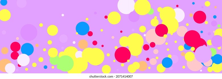 Vibrant Multicolor Green Red Play Wallpaper. Pastel Circles Children Rainbow Bright Print. Purple Blue Kids Dark Vivid Color Design Pic. Lavender Beige Pink Violet Light Yellow Composition.