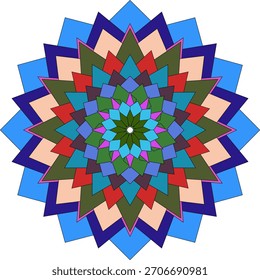 Vibrant Multicolor Mandala With Abstract Geometric Decorative Elements