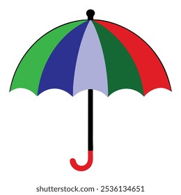 Vibrant multicolor umbrella vector illustration perfect for weather-themed graphics and merchandise. Add a splash of color with this stylish design, ideal for prints, digital use, and decor