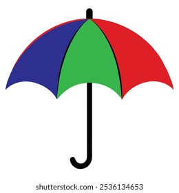 Vibrant multicolor umbrella vector illustration perfect for weather-themed graphics and merchandise. Add a splash of color with this stylish design, ideal for prints, digital use, and decor