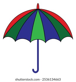 Vibrant multicolor umbrella vector illustration perfect for weather-themed graphics and merchandise. Add a splash of color with this stylish design, ideal for prints, digital use, and decor