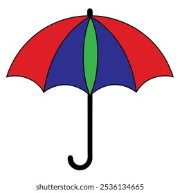 Vibrant multicolor umbrella vector illustration perfect for weather-themed graphics and merchandise. Add a splash of color with this stylish design, ideal for prints, digital use, and decor