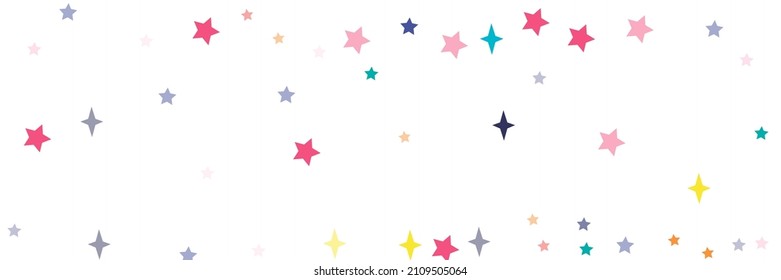 Vibrant Multicolor Violet Stars Yellow White Azure Orange Sky Wallpaper. Red Pink Green Pastel Lavender Bright Print Stars Pattern. Turquoise Indigo Vivid Sea Blue Chaotic Colorful Background.