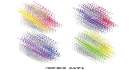 Vibrant multicolored brush strokes on a white background, ideal for artistic, creative, and design projects emphasizing color and motion.