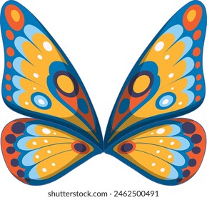Vibrant, multicolored butterfly wings in vector format