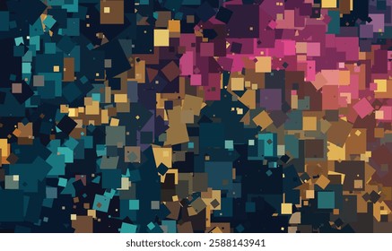 Vibrant Multicolored Geometric Abstract Background with Overlapping Squares and Rectangles