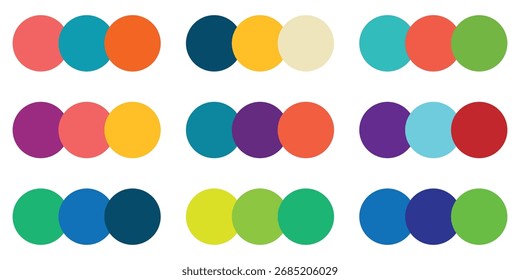 "Vibrant Multicolored Gradient Circle Icons Set – Modern Colorful Silhouette and Palette Vector Collection"