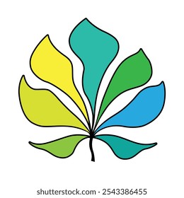 Vibrant multi-colored leaf vector perfect for eco-friendly branding, nature themed designs, and creative graphics.