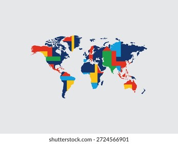 Mapa multicolorido vibrante do mundo