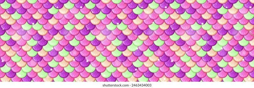 Vibrant, multicolored mermaid scale pattern illustration