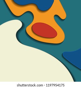 Vibrant multicolored paper cut background. Abstract modern 3d origami paper art style