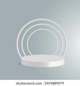 A vibrant, multi-colored pedestal background designed for product photography. vector illustration features smooth gradients and dynamic shapes, perfect for highlighting and enhancing cosmetic product