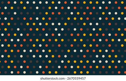Vibrant multicolored polka dot pattern on a dark background.  Perfect for textile design, website backgrounds, or playful branding.