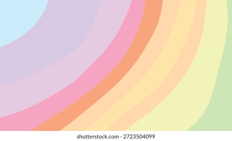 Vibrant multicolored rainbow curved stripes pattern pastel colors background illustration with design and graphic and texture and abstract and colorful and playful