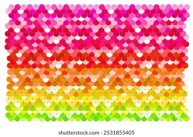 Vibrant Multicolored Sequin Pattern with Gradient Texture, Shimmering Circles, Abstract Art Design, and Symmetrical Layers. Vector file