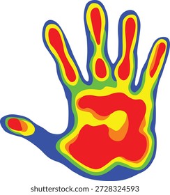 Ilustração de vetor de impressão de mão de mapa térmico multicolorido vibrante para conceitos de identidade