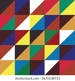 A vibrant multi-colored triangular design featuring bold geometric shapes. The sharp angles and dynamic layout create a modern, eye-catching abstract perfect for contemporary style.