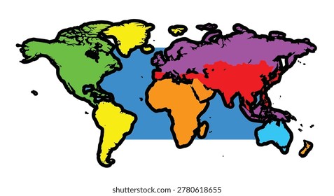Vibrant multicolored world map illustration