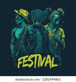 Vibrant Music Festival T-Shirt with Lineup Poster Design