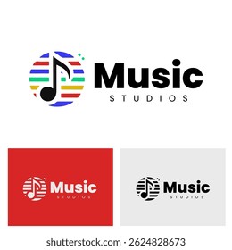Vibrant music note logo within a colorful circle. Ideal for music studios and related businesses.