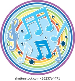 Vibrant music notes in a circular pattern